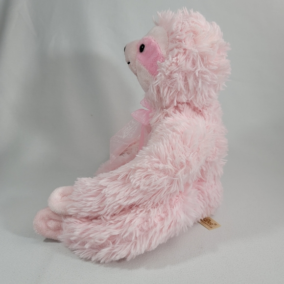 Dandee Pink Sitting Sloth Plush Plushie Stuffed Animal Toy Bow Valentine Lovey - Picture 6 of 13